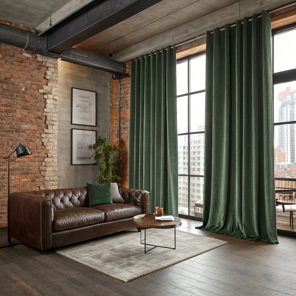 Lunar Green Velvet Curtains