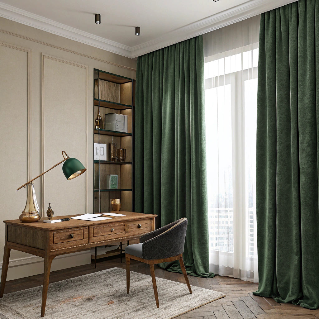Lunar Green Velvet Curtains