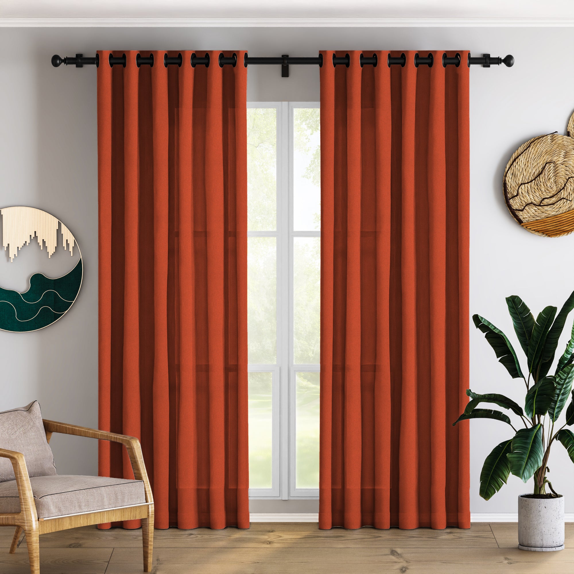 Rusty Red Linen Curtains