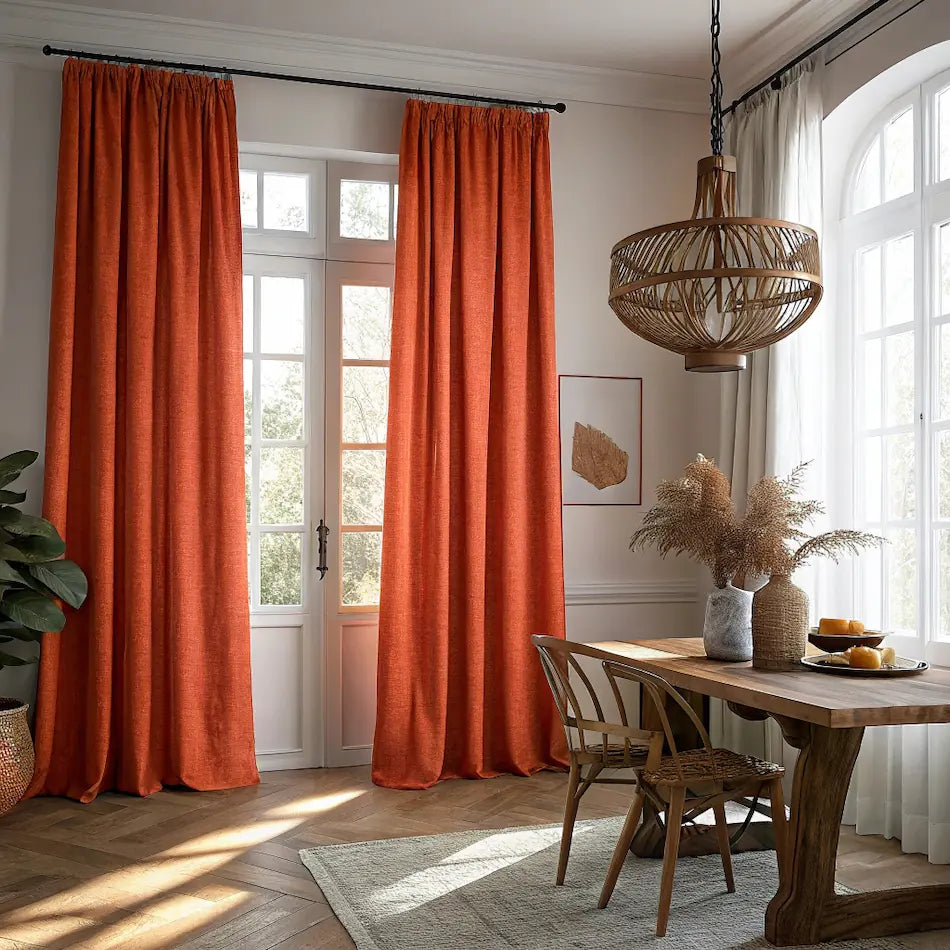 Rusty Red Linen Curtains