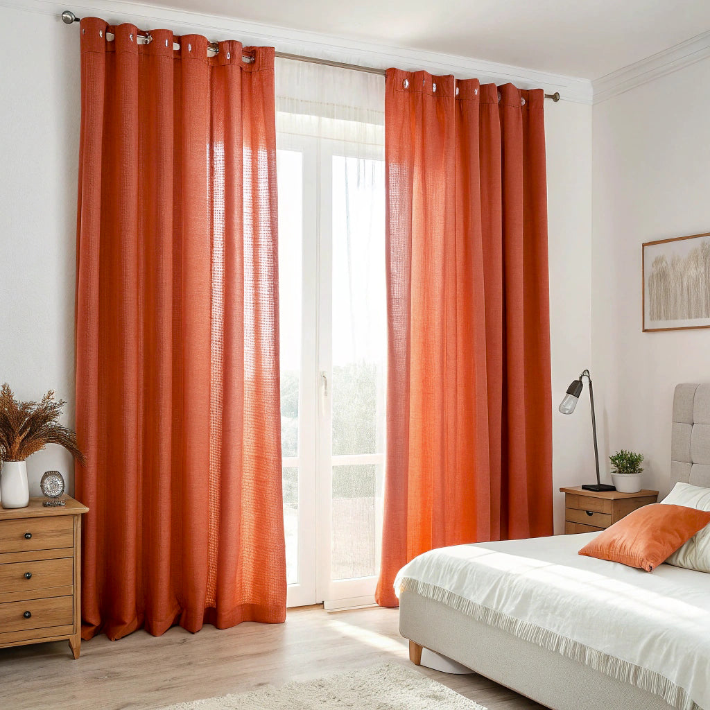 Rusty Red Linen Curtains