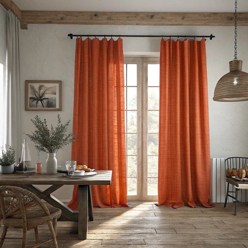 Rusty Red Linen Curtains