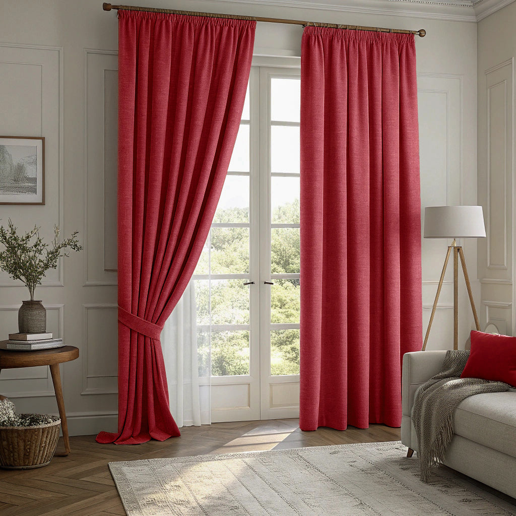 Dull Red Linen Curtains