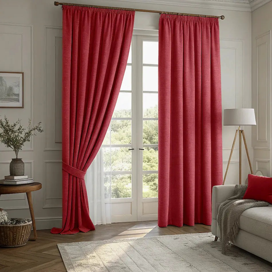 Dull Red Linen Curtains last image