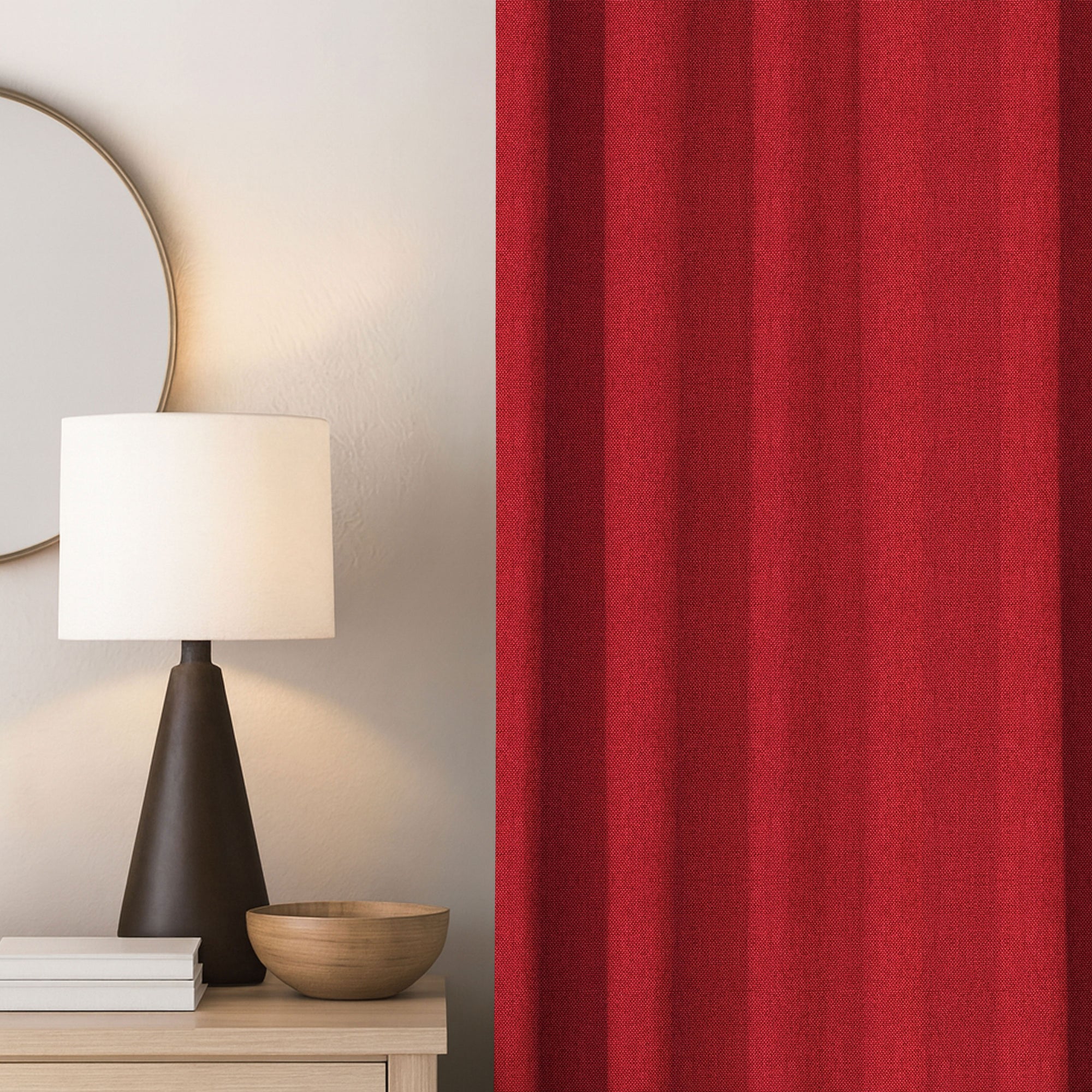 Dull Red Linen Curtains
