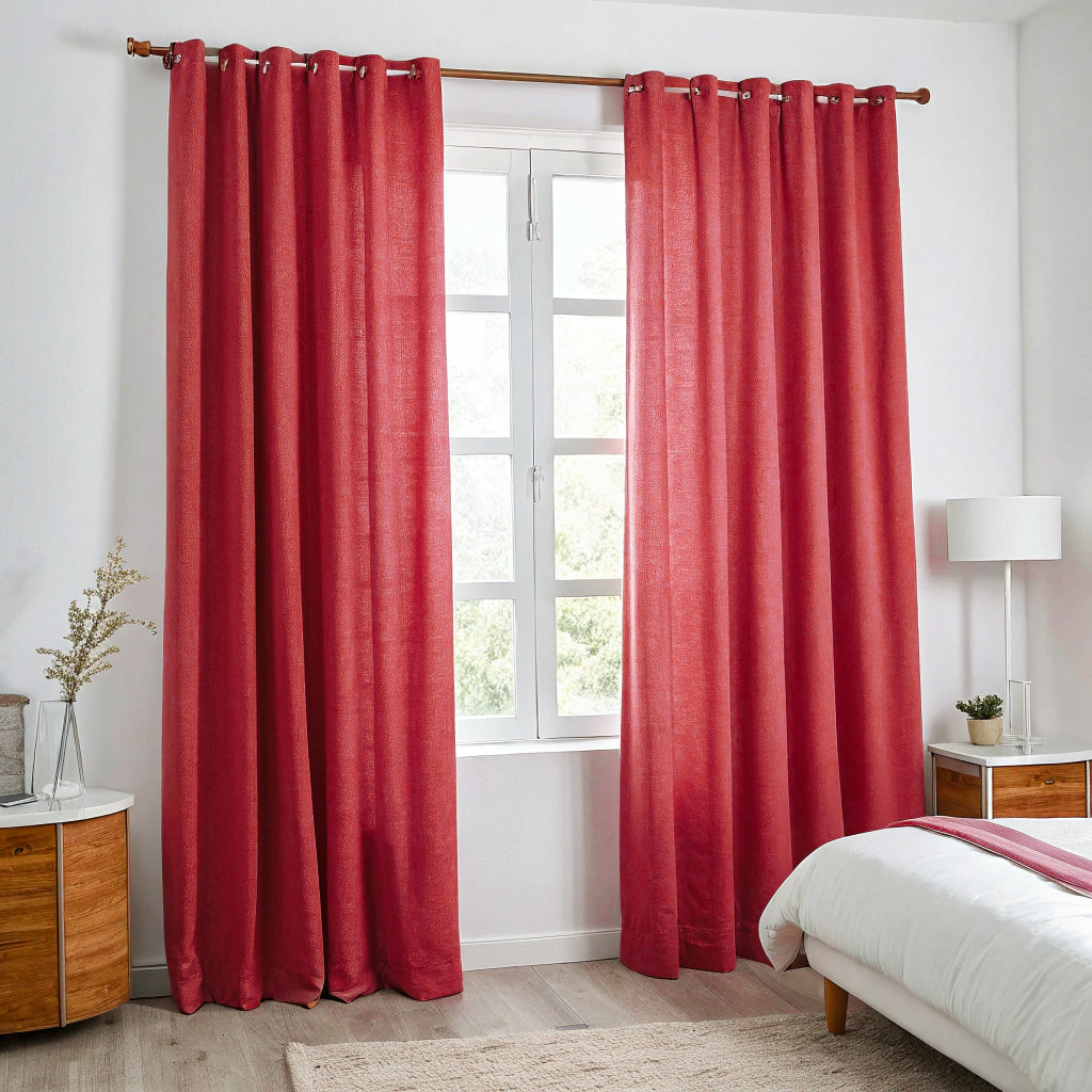 Dull Red Linen Curtains