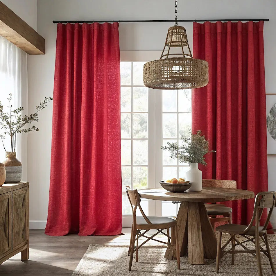 Dull Red Linen Curtains