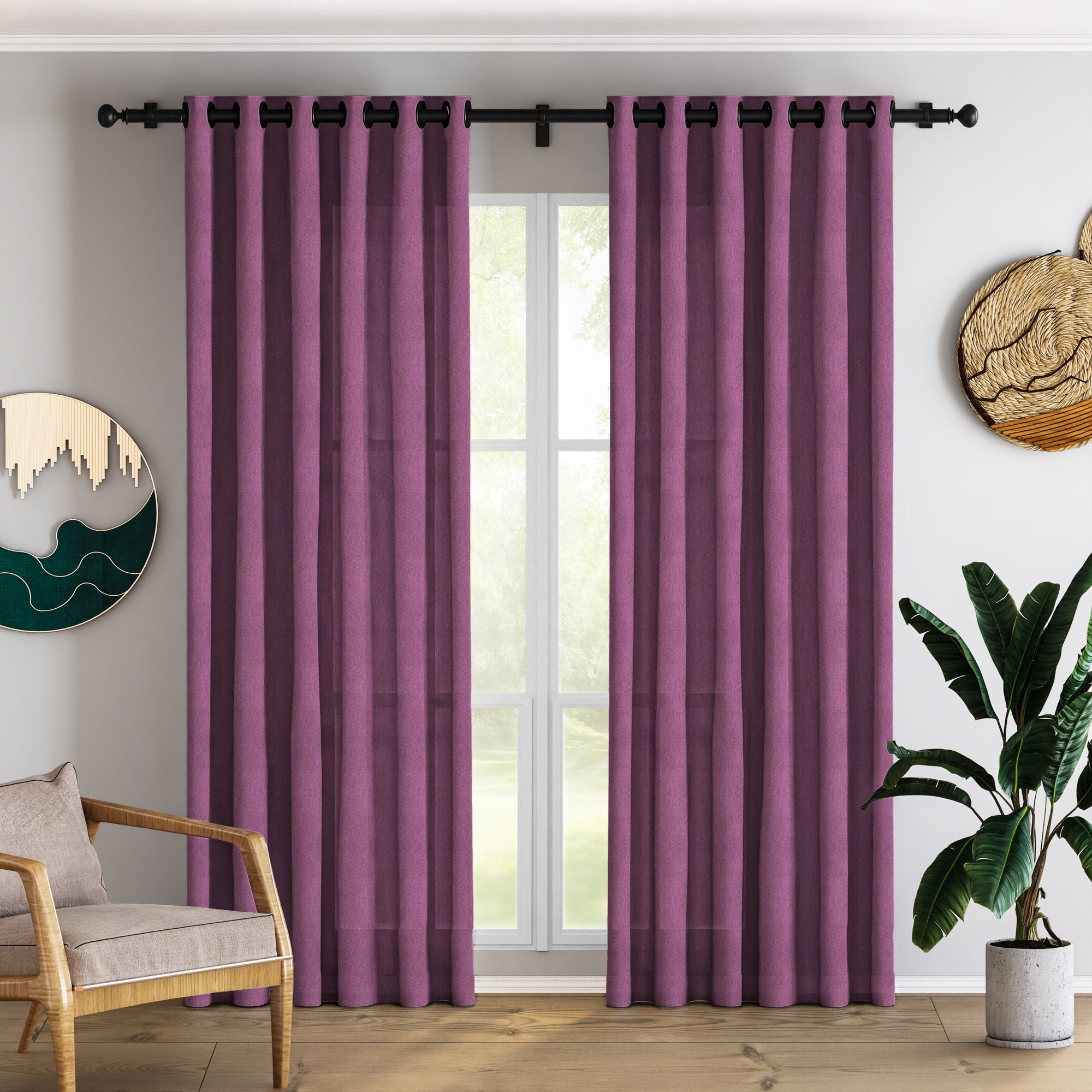 Wine Berry Linen Curtains