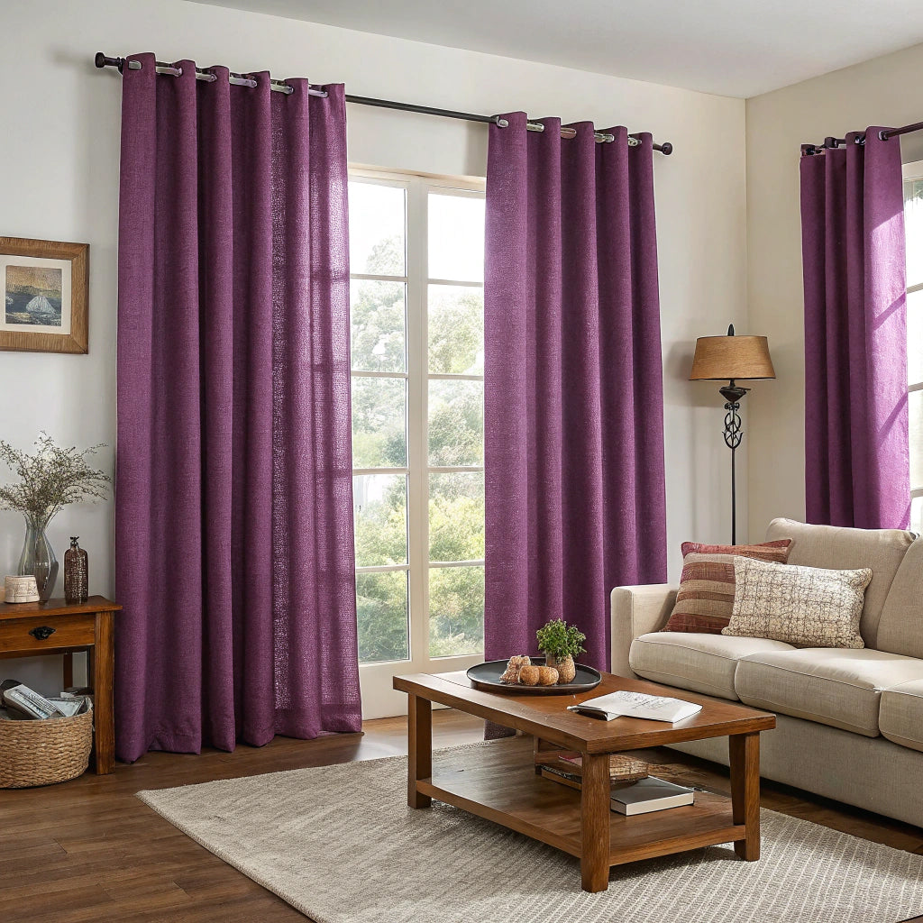 Wine Berry Linen Curtains