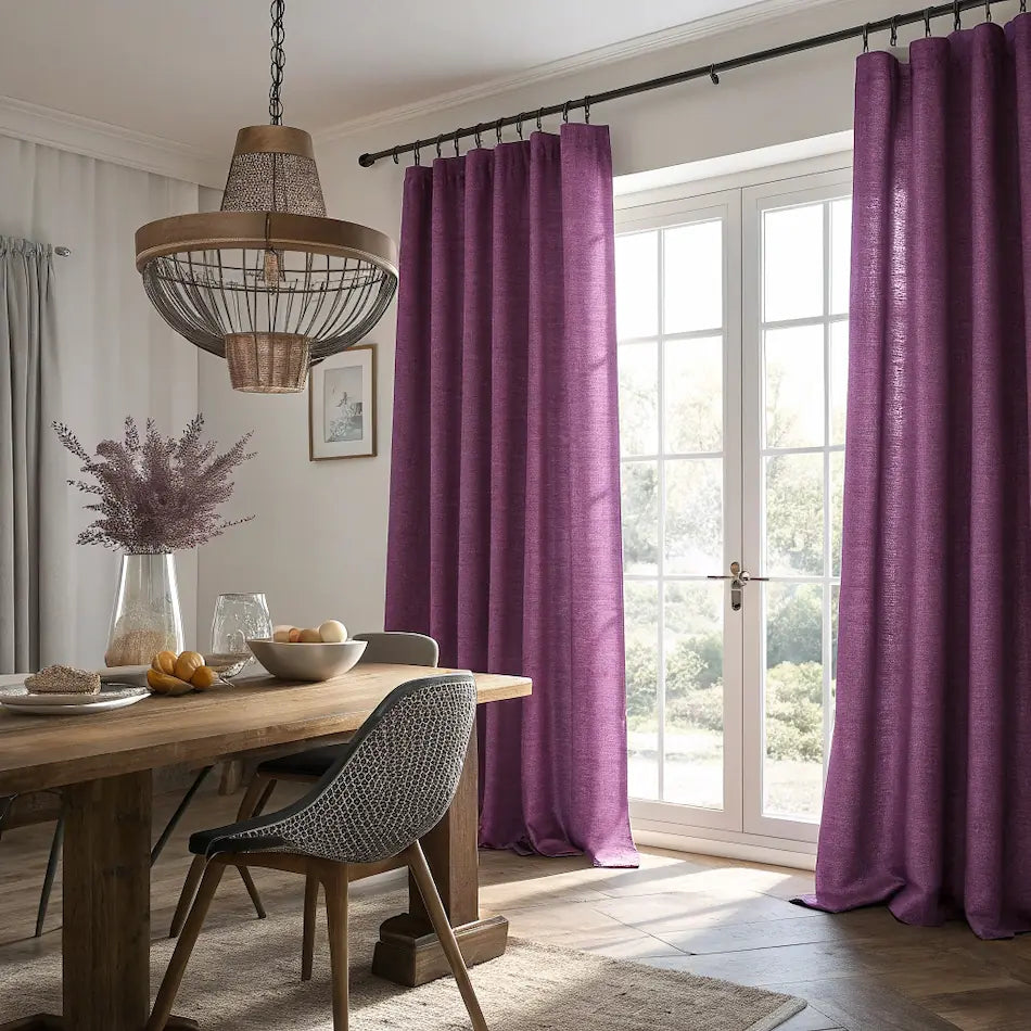 Wine Berry Linen Curtains last image