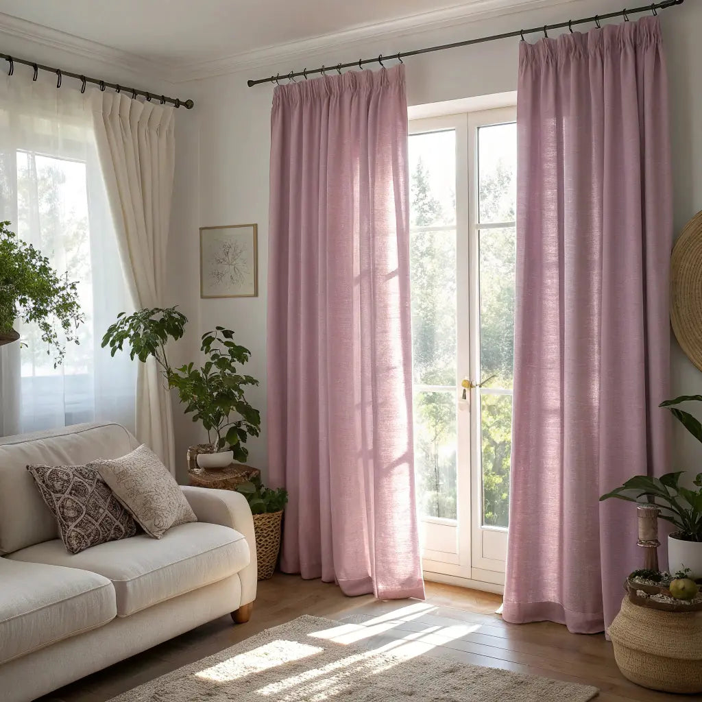 Pink Flare Linen Curtains
