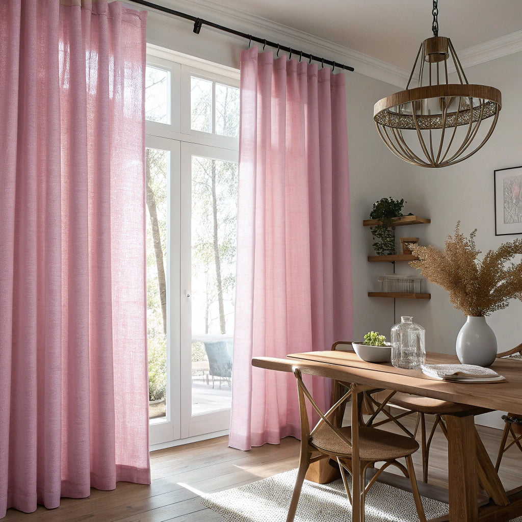 Pink Flare Linen Curtains