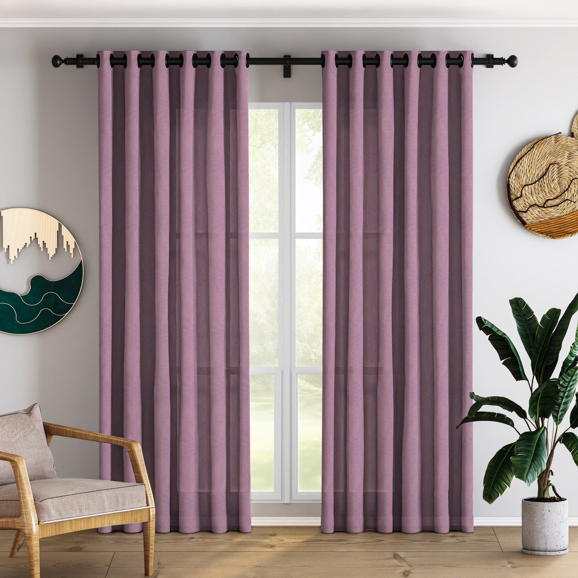 Light Mauve Linen Curtains