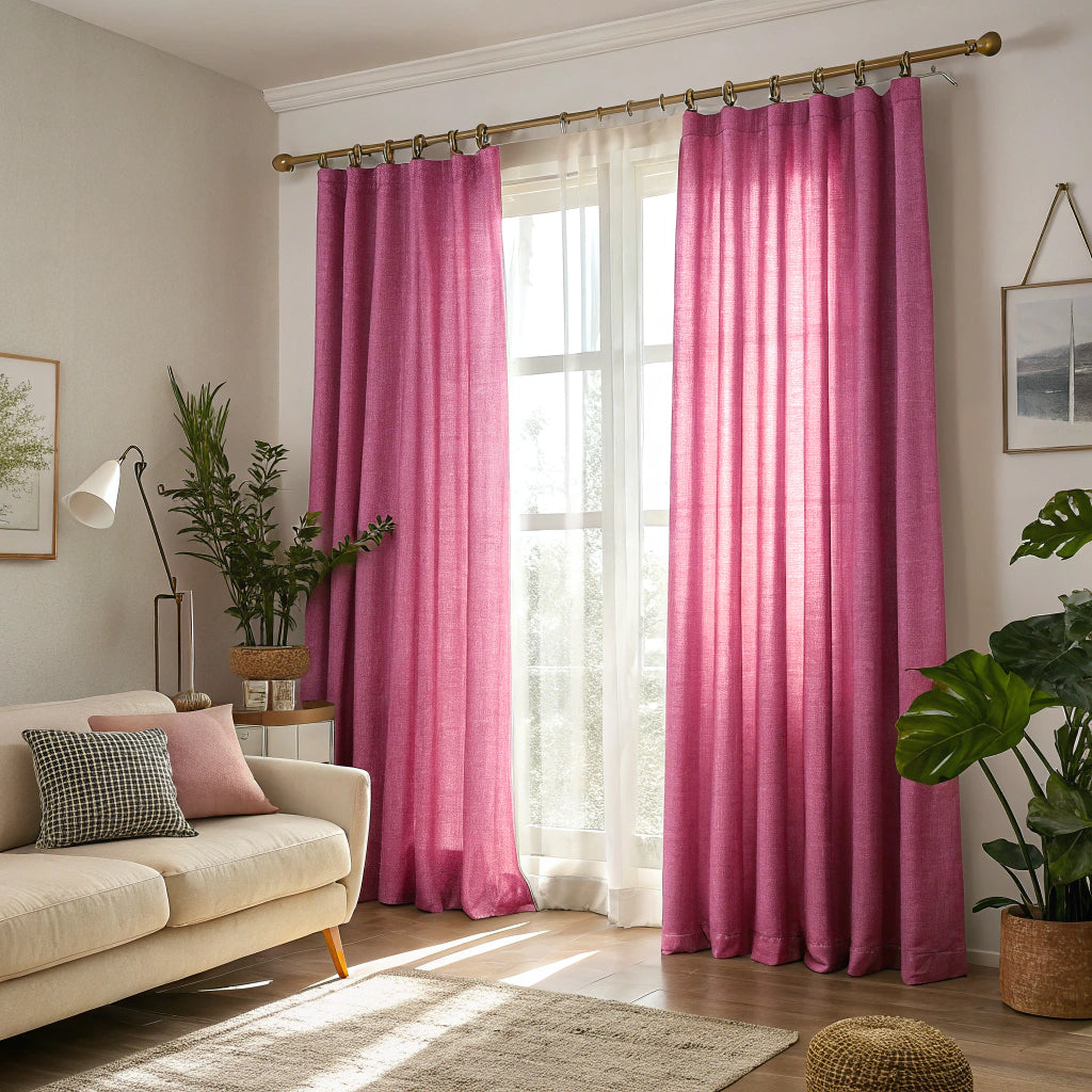 Pink Linen Curtains