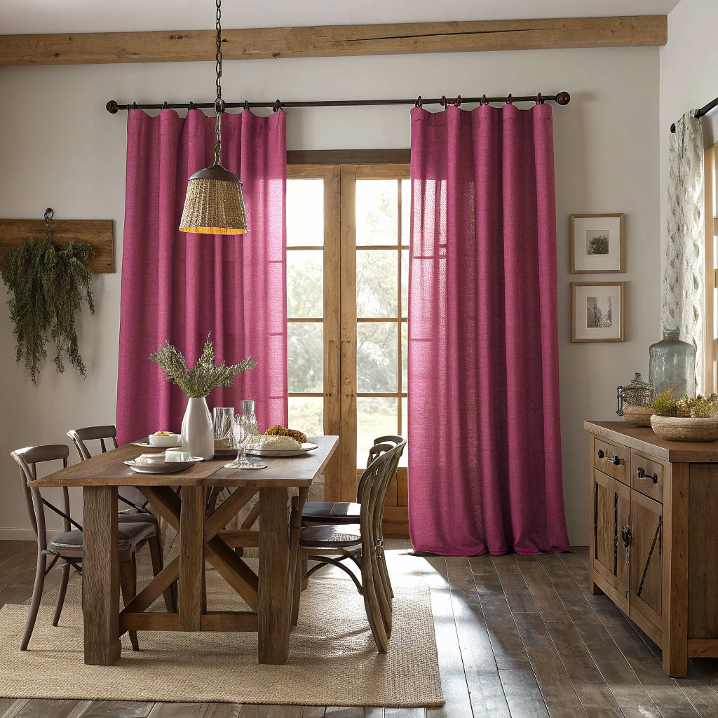 Pink Linen Curtains