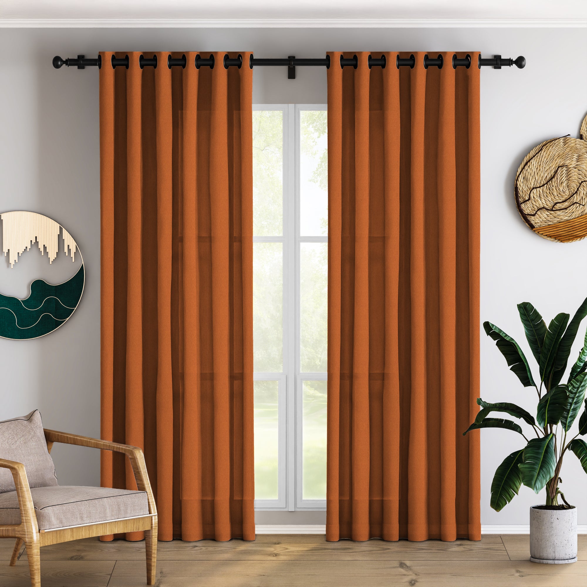 Rust Brown Linen Curtains