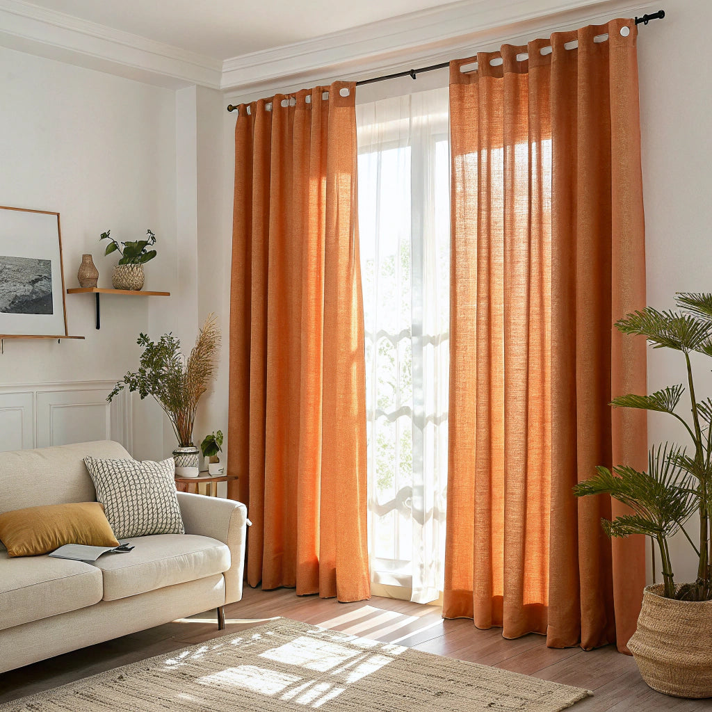 Orange Linen Curtains