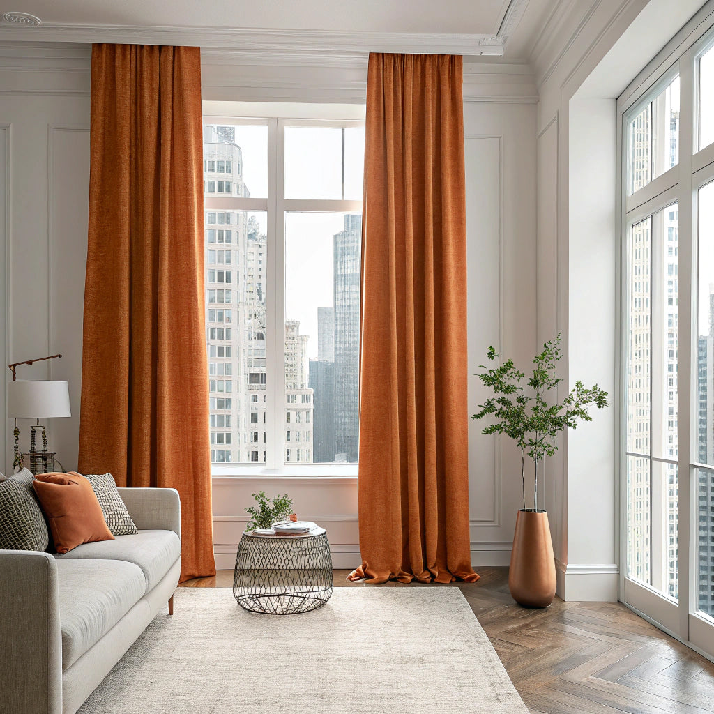 Orange Linen Curtains