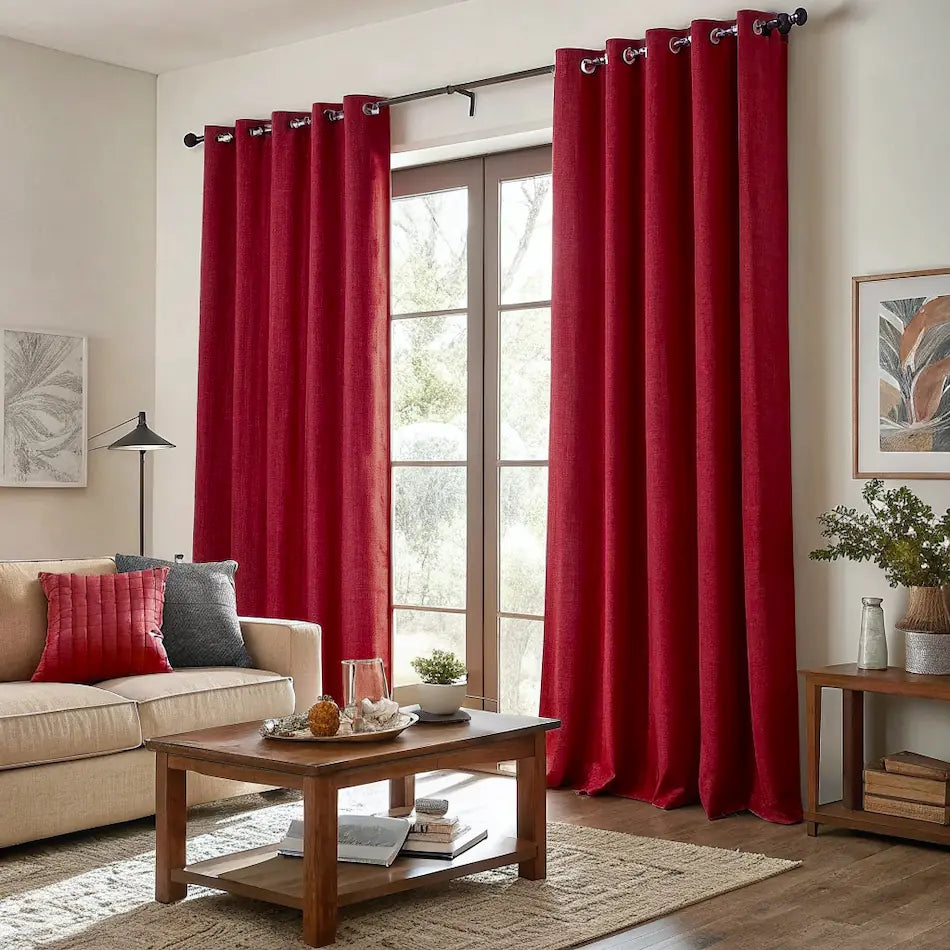Red Linen Curtains
