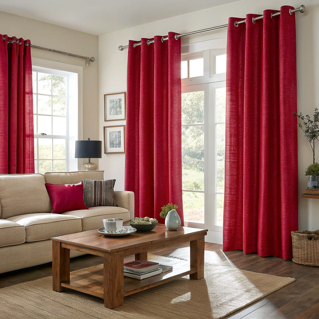 Red Linen Curtains