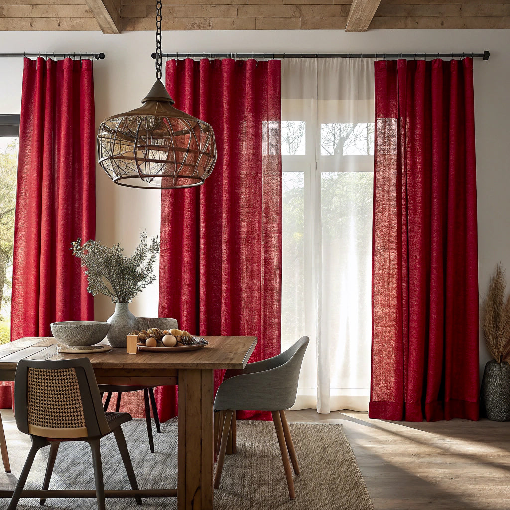 Red Linen Curtains