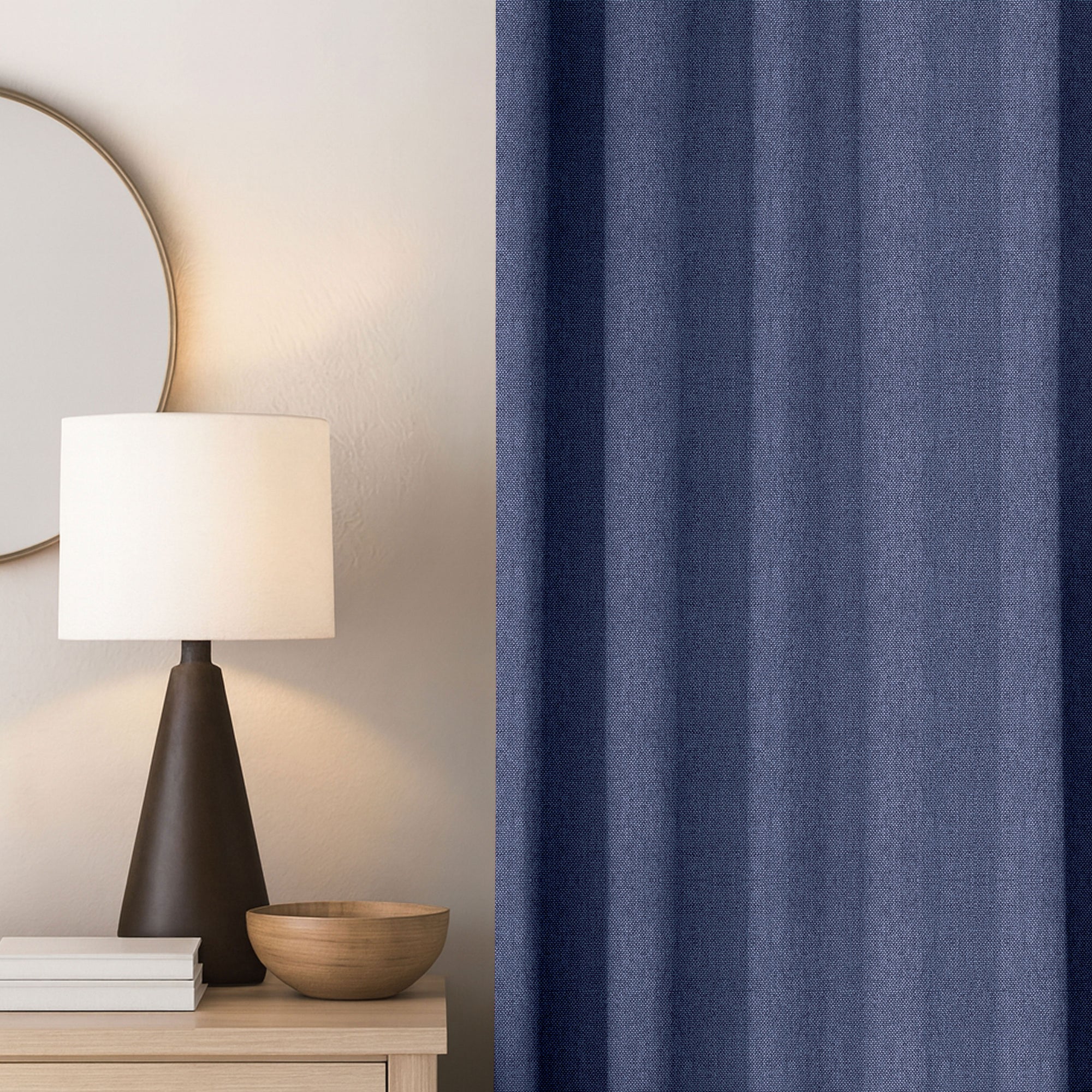 Dark Blue Grey Linen Curtains