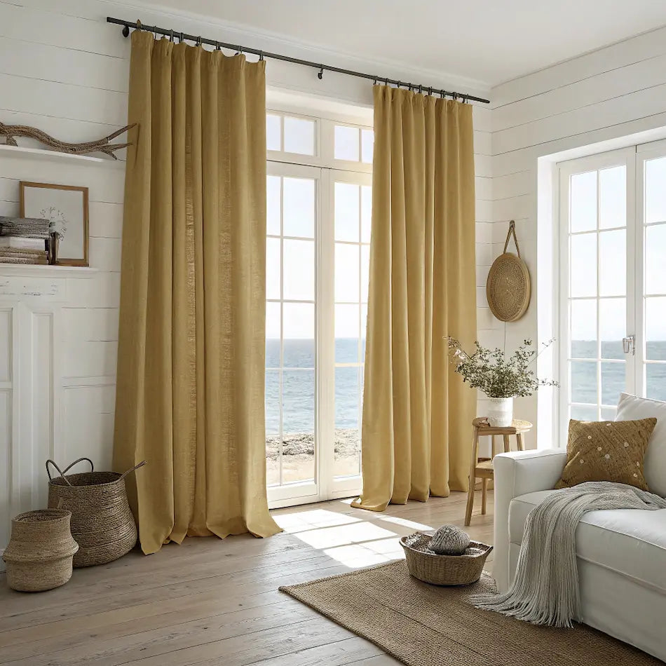 Dark Beige Linen Curtains